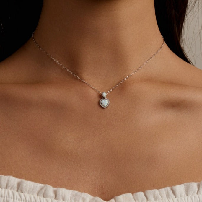 bijou opal heart necklace